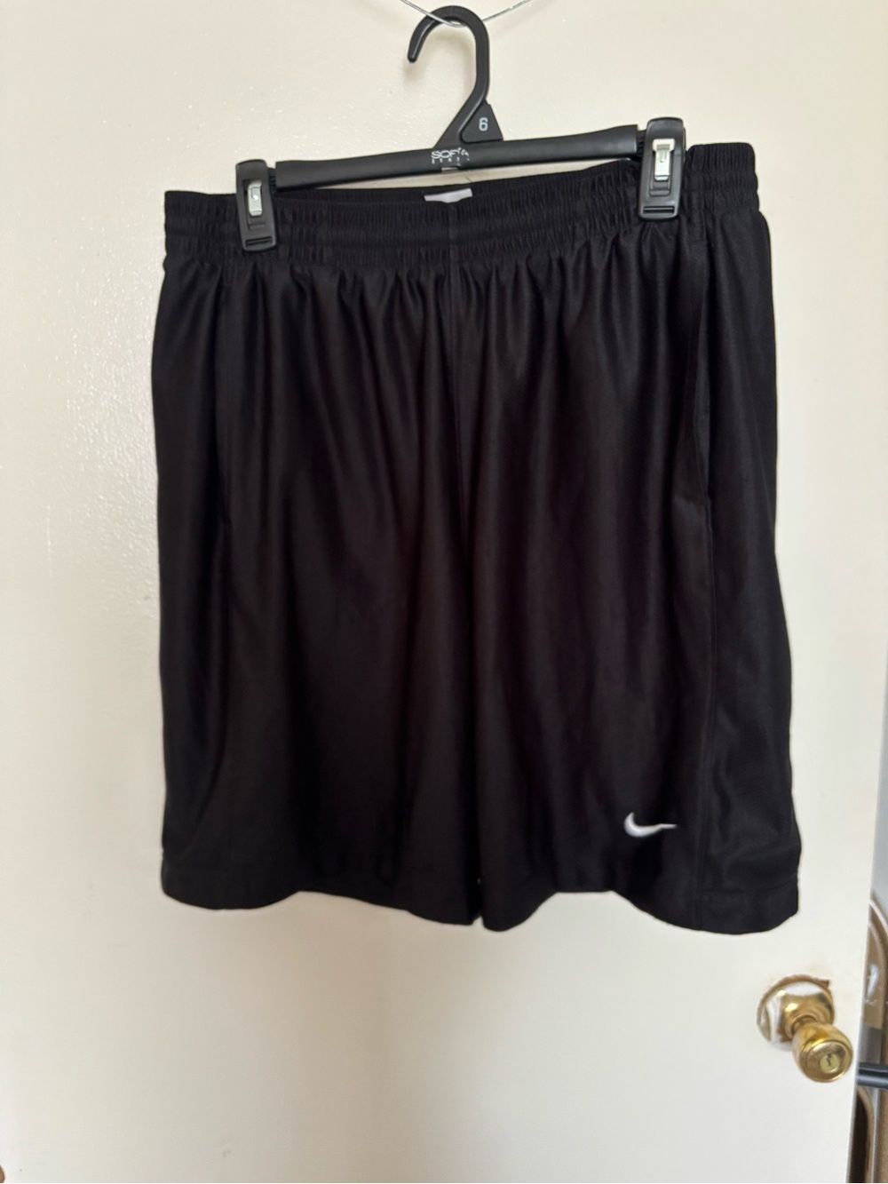 Nike Men’s Black Athletic Shorts with White Swoosh